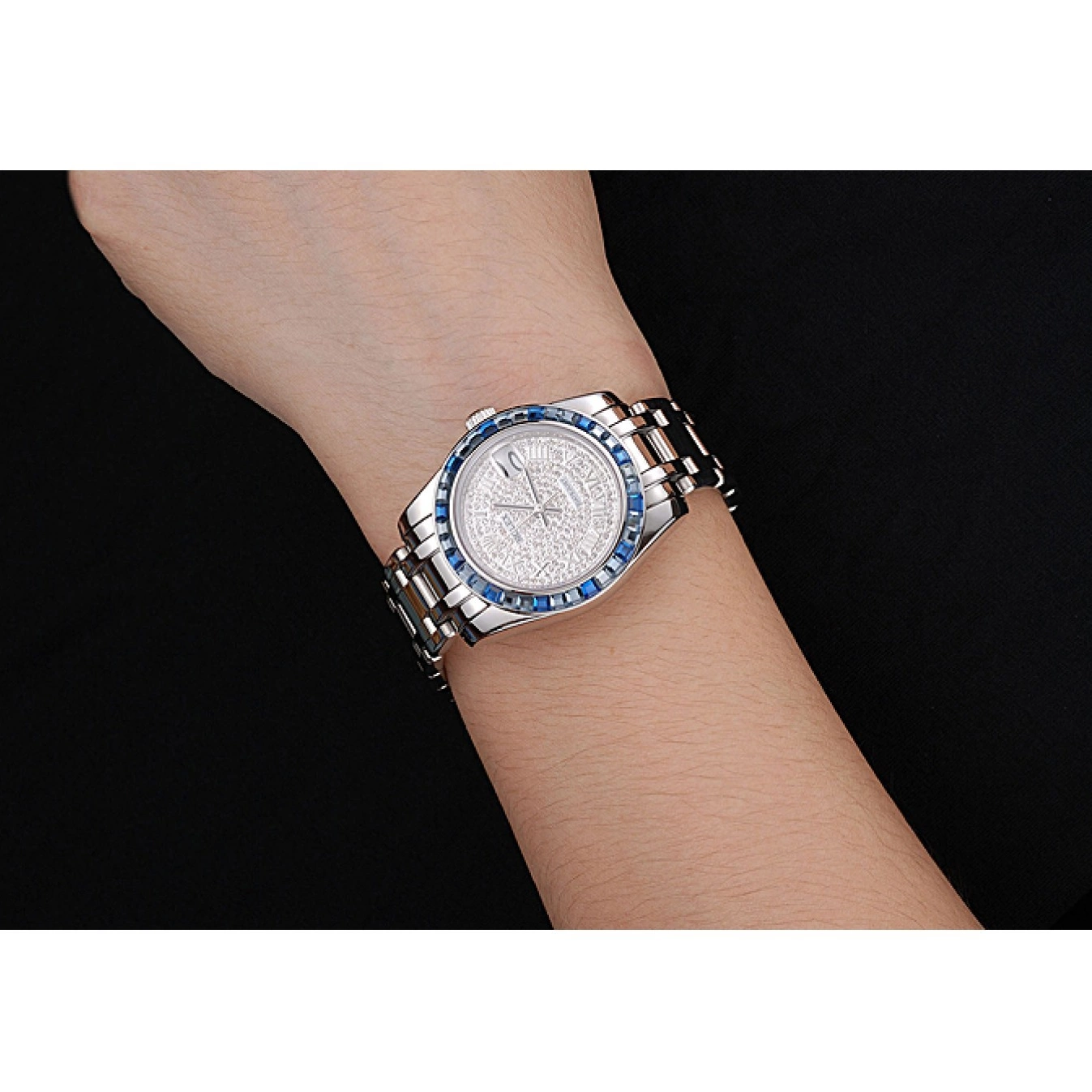 Rolex copies cheap Jewels Blue Diamond Stainless Case Rolex Bracelet Steel And Dial Datejust 622834 Bezel 0620
